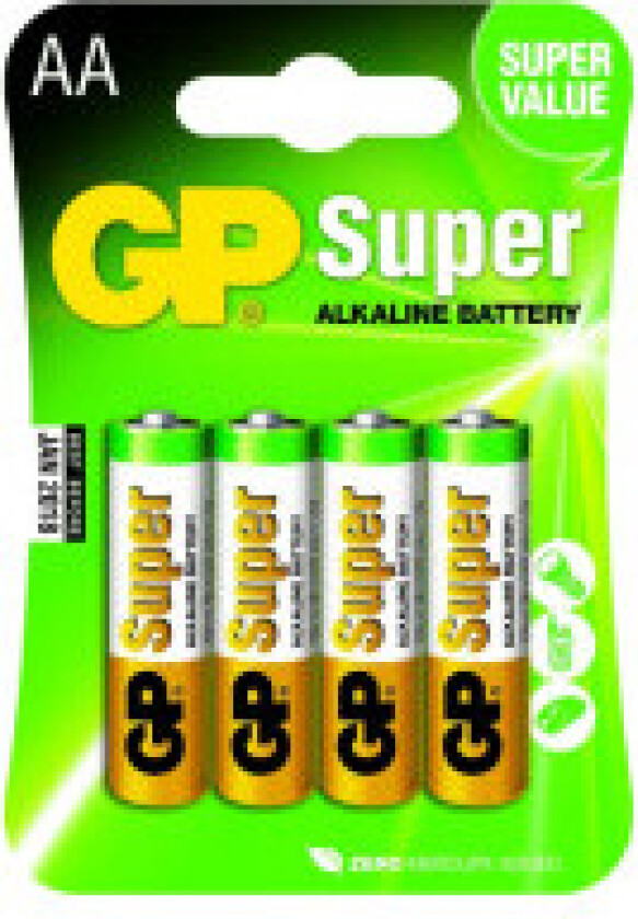 AA-batteri GP Super Alkaline, 1 pakke (4 stk.)