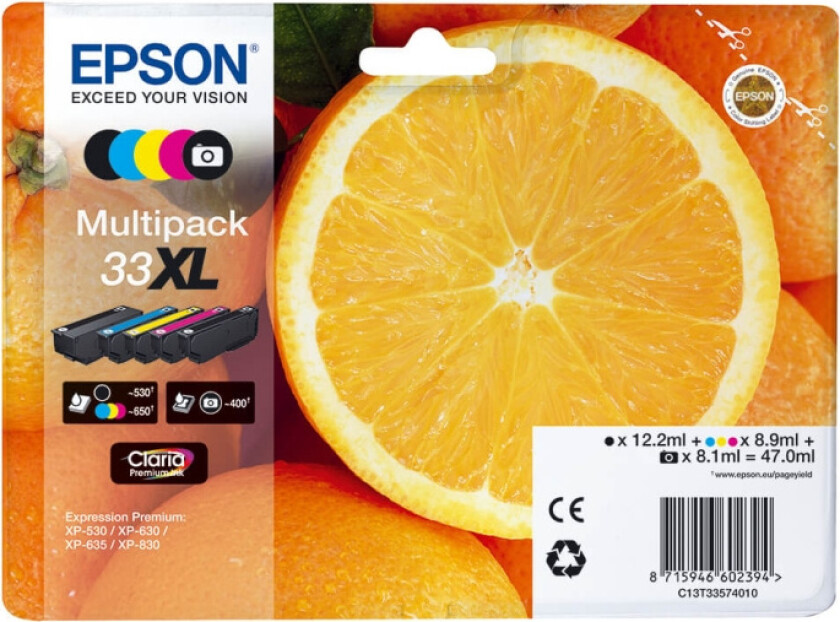 Blekkpatron MultiPack Bk,C,M,Y,PBK, Innehåll 12,2