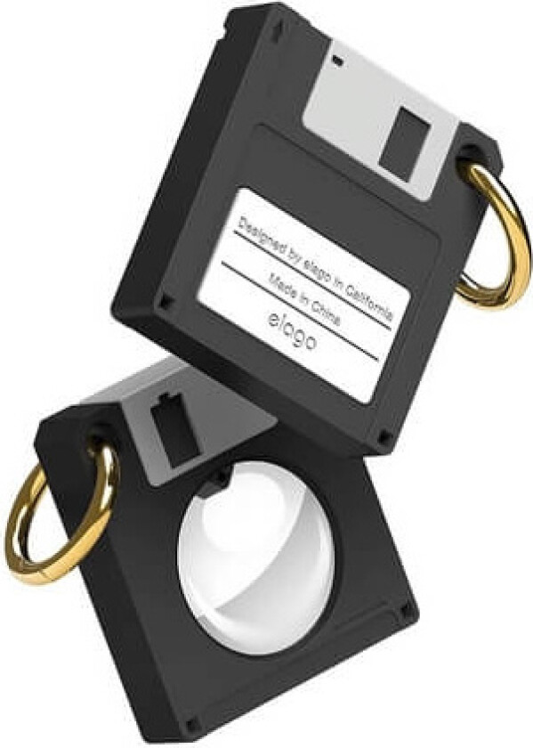 Elago Airtag Floppy Disk Silikondeksel m. Nøkkelring - Svart