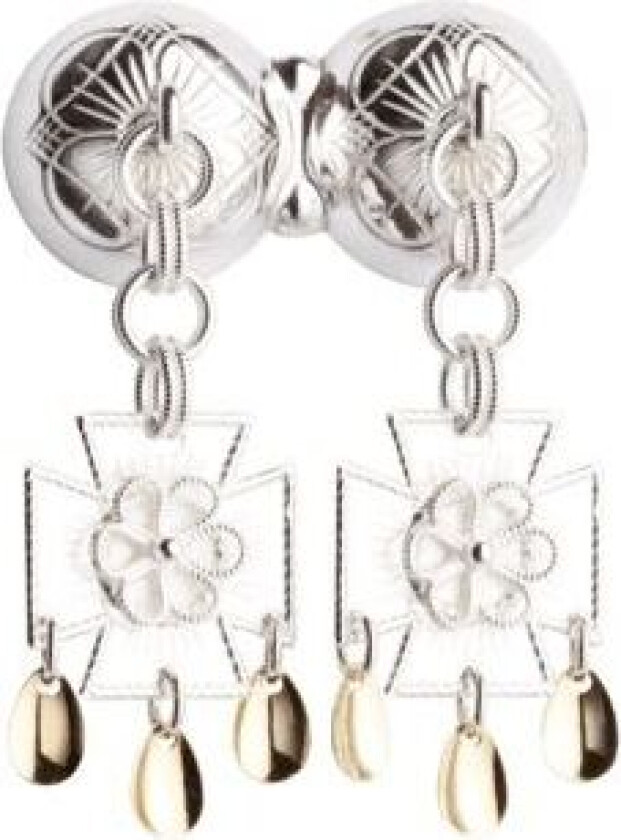 Halssølje Hardanger i 830 hvitt og forgylt sølv med rosett