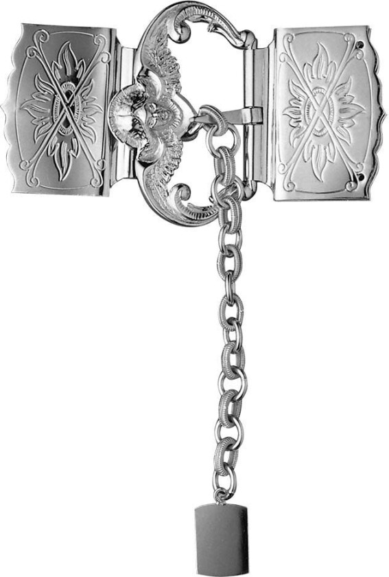 Sprettespenne til stoff/skinnlist i 830 oksidert sølv