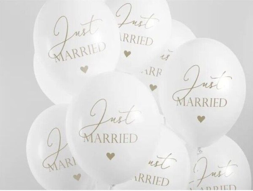 Party Balloons, Just Married, 30 cm, 6 stk