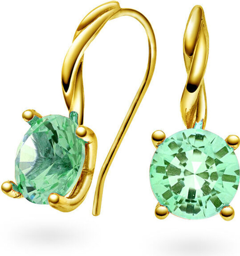 Drops, Øredobber i 585 gult gull med syntetisk Krysolitt