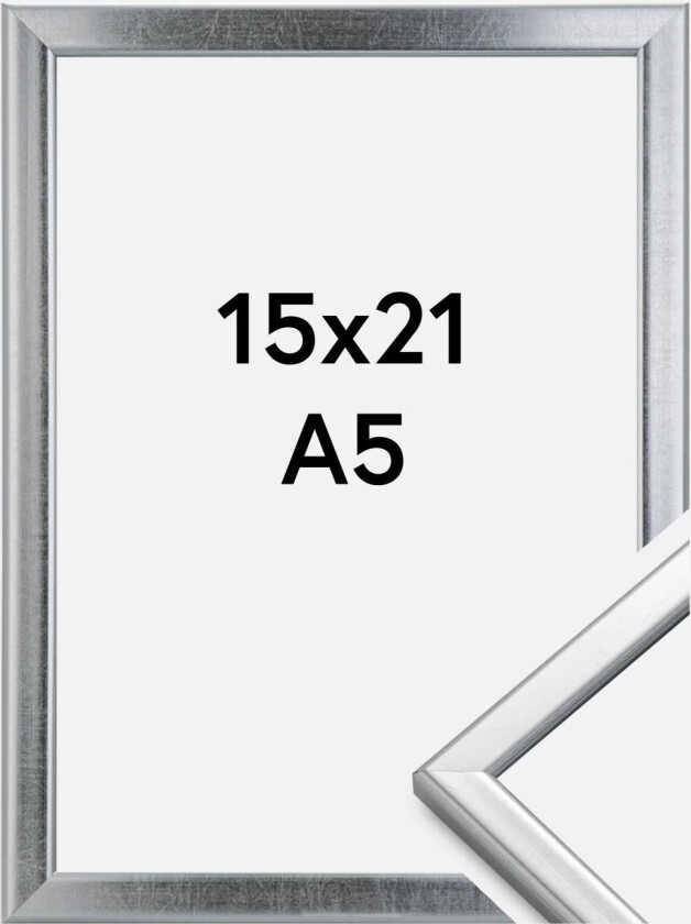 Ramme Slim Matt Antirefleksglass Sølv 15x21 Cm (A5)