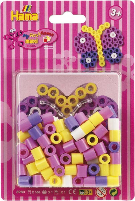 Maxi Perlesett 100 Perler - Sommerfugl