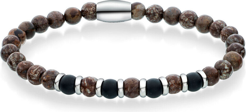 Armbånd i stål med brun agat sten