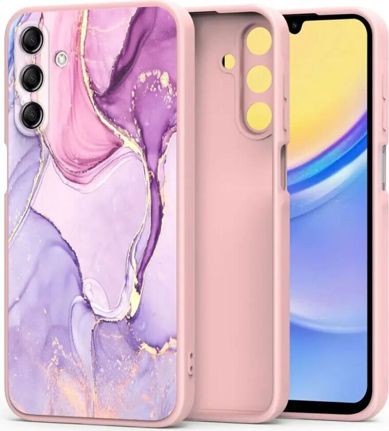 Tech-Protect Samsung Galaxy A15 (5G) / A15 Tech-Protect Marble Deksel - Rosa / Lilla