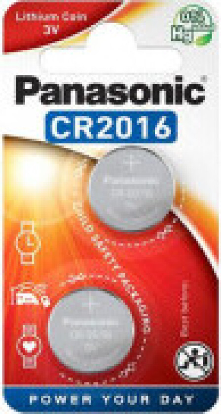 Cr2016 Knappebatterier 2 Stk