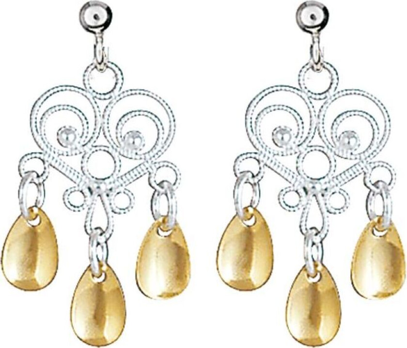 Øredobber i 830 hvitt og forgylt sølv