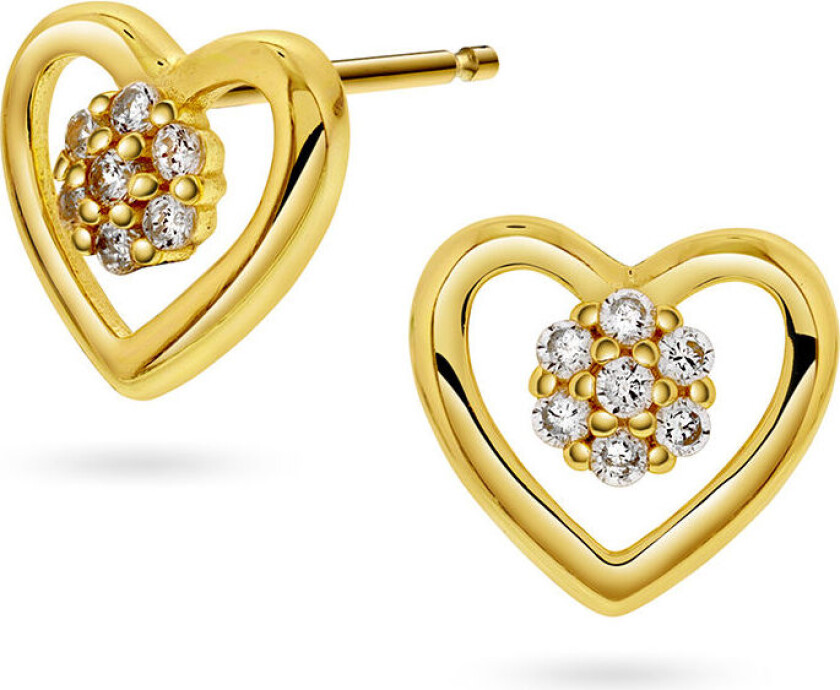 , Øredobber i forgylt 925 sølv med zirkonia