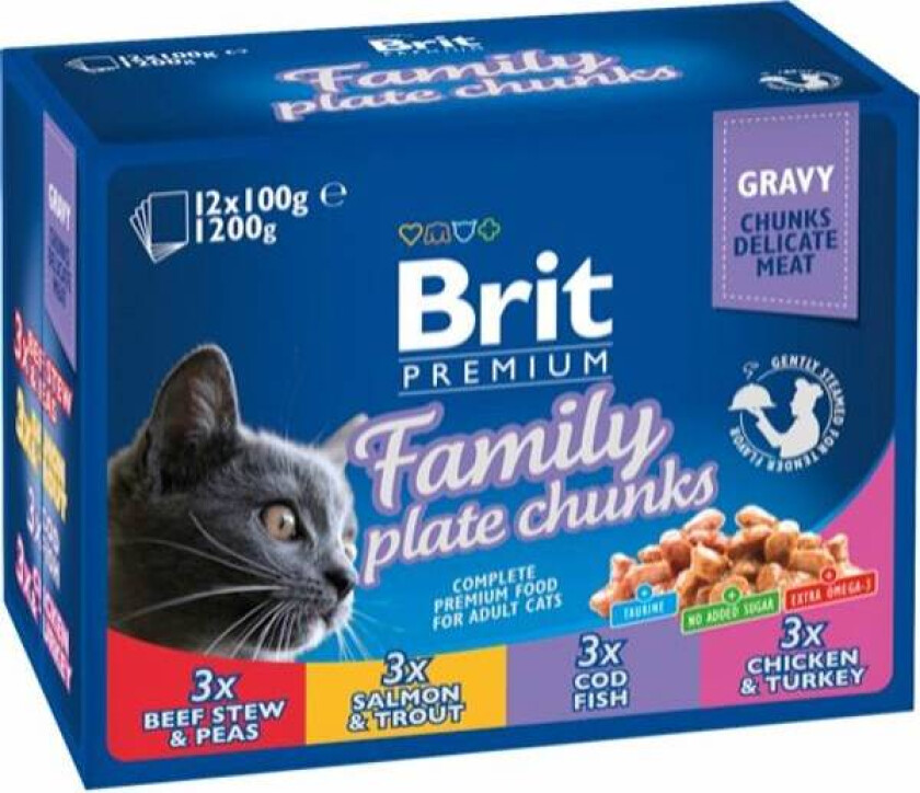 Brit Premium Multipack Fisk & Kjøttbiter i Saus 12x100 g