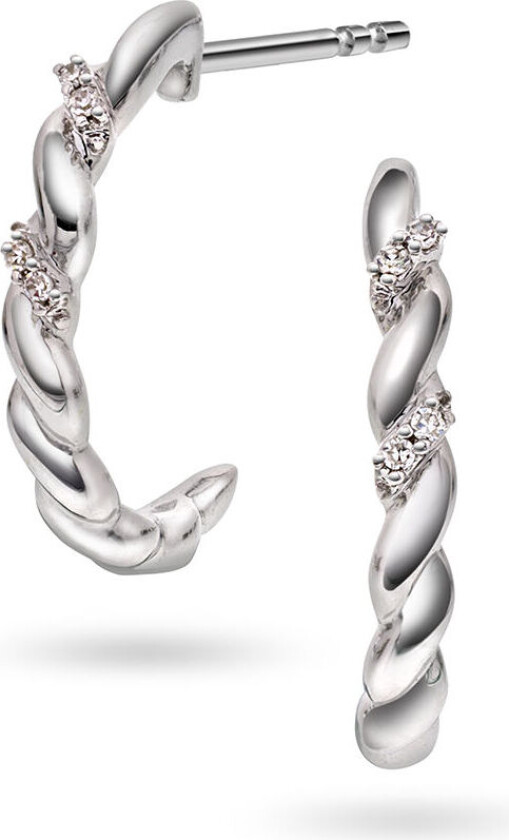 Bilde av , Øredobber i 585 hvitt gull med diamanter 0,02 ct