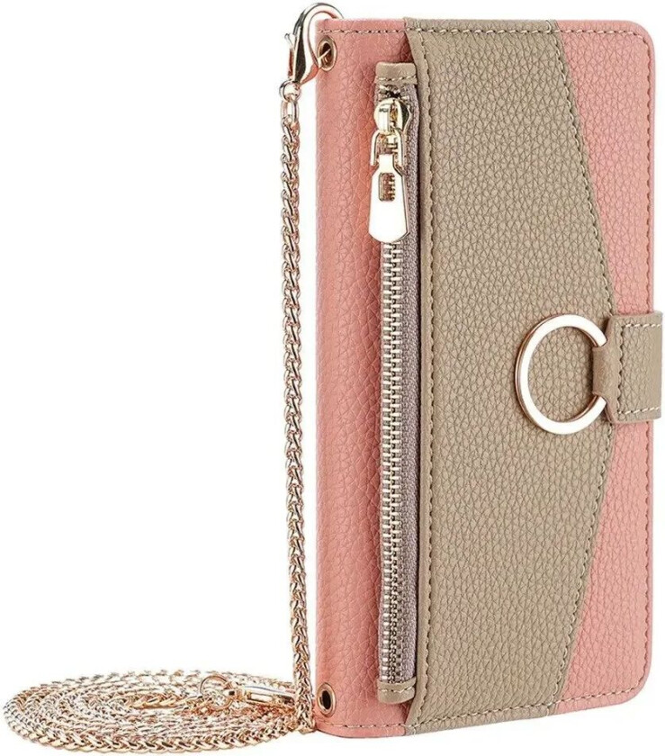 iPhone SE (2022 / 2020) / 8 / 7 Kunstskinn 2-i-1 Flipdeksel med Lommebok og Crossbody Bagfunksjon - Rosa