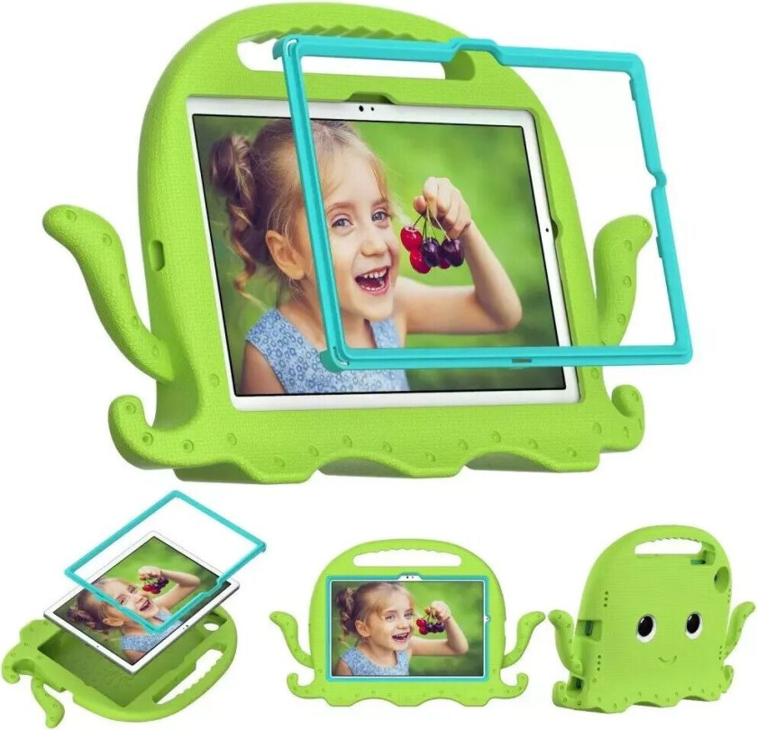 Samsung Galaxy Tab A8 10.5" (2021) Barnedeksel m. Stativ - Octopus - Grønn