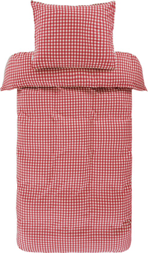 VERMONT sengesett enkeltseng - økologisk Rød/creme