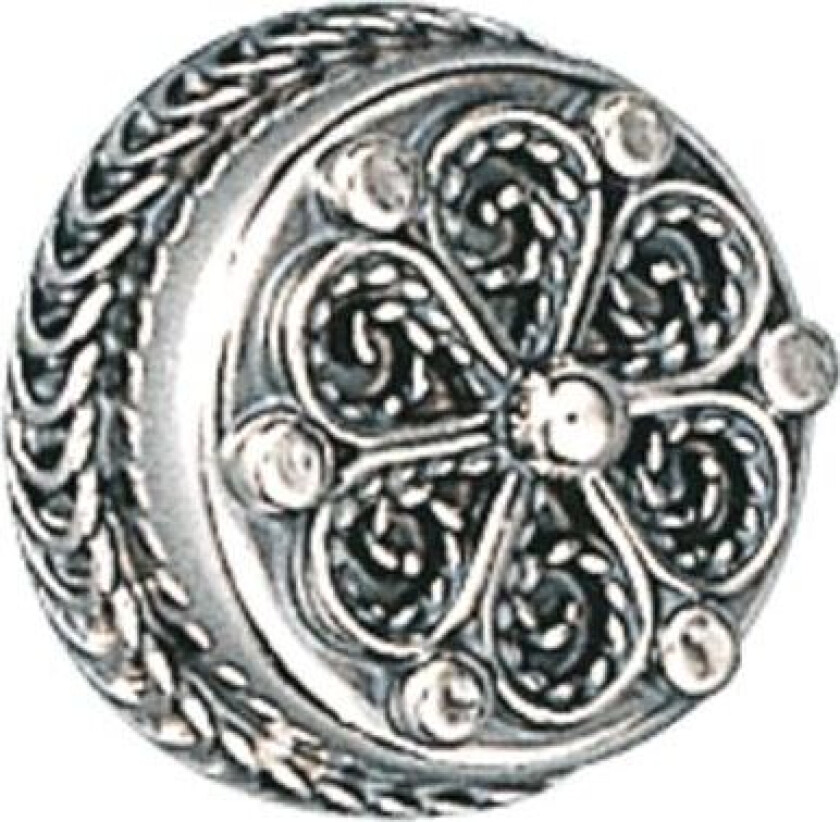 Knapp i 830 oksidert sølv, med bunn