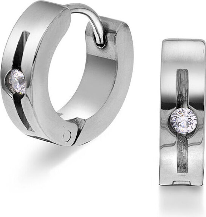 , Øreringer i stål med zirkonia