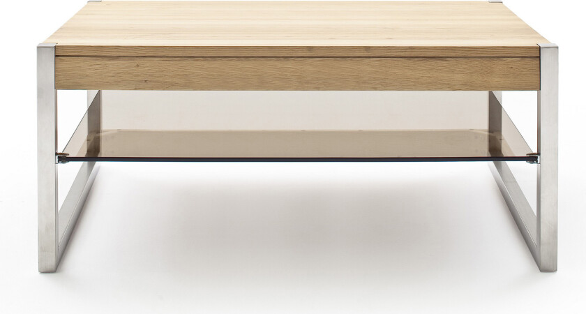 Miggel Sofabord 105 cm med Oppbevaringshylle - Natur/Krom