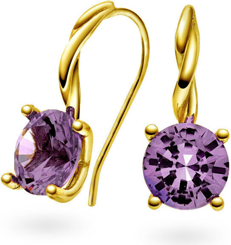 Drops, Øredobber i 585 gult gull med syntetisk Alexandritt