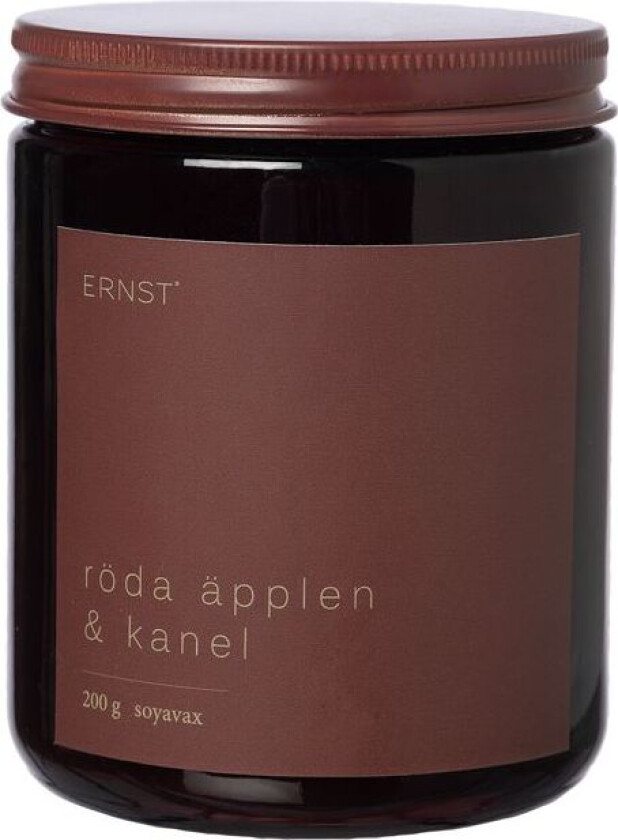 Bilde av duftlys i glass med lokk Ø7,2 cm Røde epler-kanel