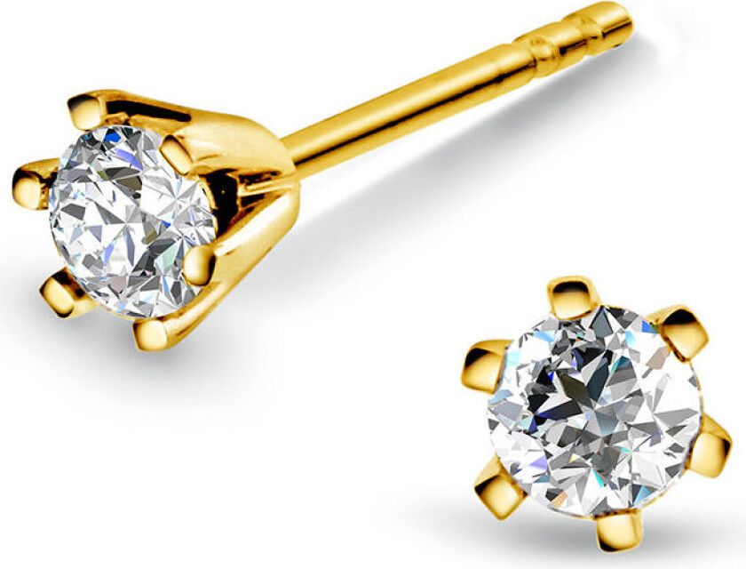 Olivia, Øredobber i 585 gult gull med diamant 0,40 ct