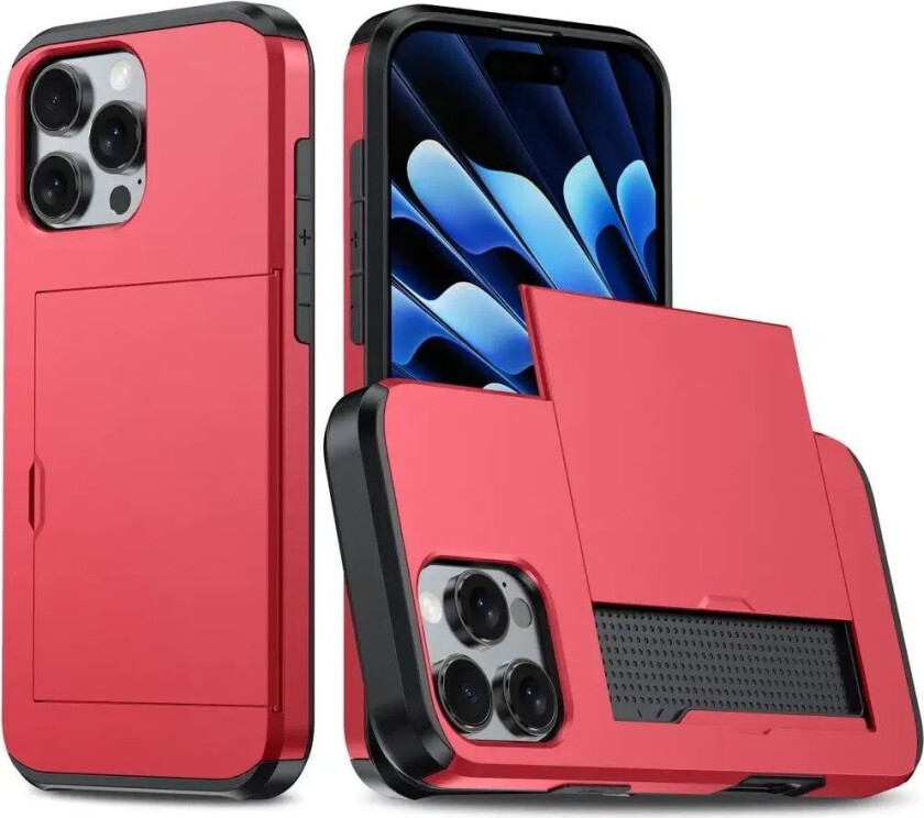 iPhone 16 Pro Håndverker Deksel m. Lommebok - Rød