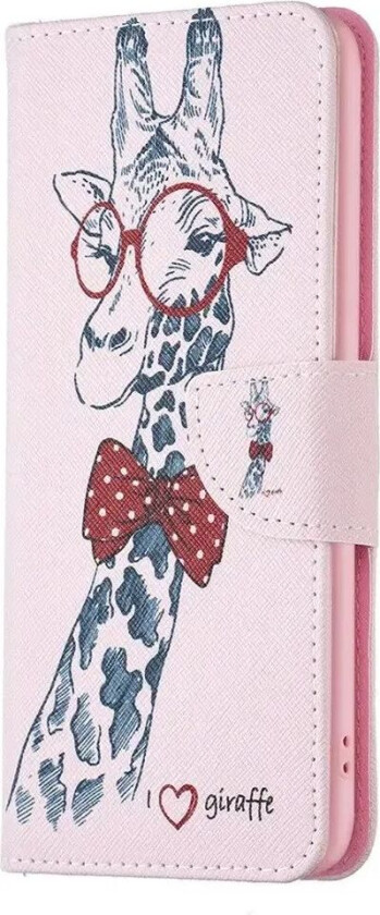 iPhone 16 Skinn Deksel m. Lommebok og Trykk - Sjiraff