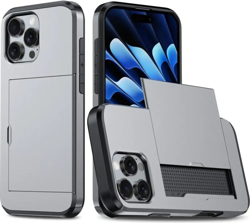 iPhone 16 Pro Håndverker Deksel m. Lommebok - Grå