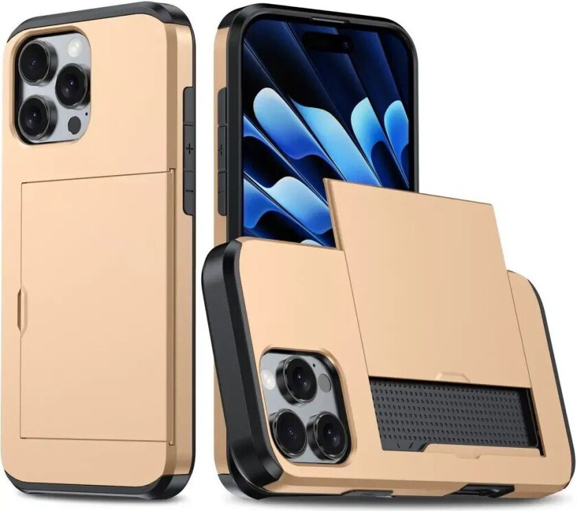 iPhone 16 Pro Håndverker Deksel m. Lommebok - Gull