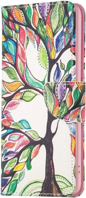 iPhone 16 Pro Max Skinn Deksel m. Lommebok og Trykk - Fargerikt Tre