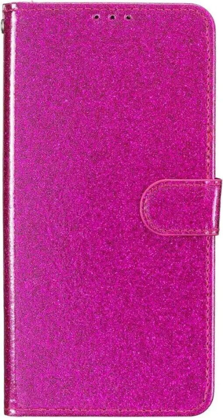 iPhone 16 Pro Skinn Flip Deksel med Lommebok og Stropp - Glitter - Pink