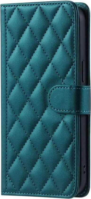 iPhone 16 Pro Max Skinn Flip Deksel m. Lommebok & Stropp - Rhombus - Grønn