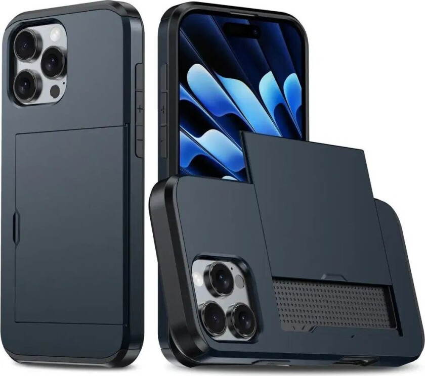 iPhone 16 Pro Håndverker Deksel m. Lommebok - Blå