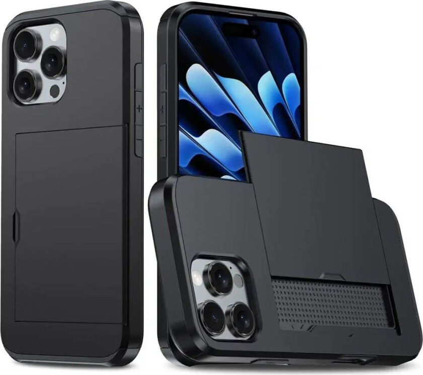 iPhone 16 Pro Håndverker Deksel m. Lommebok - Svart