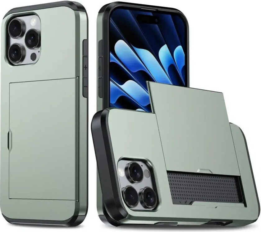 iPhone 16 Pro Håndverker Deksel m. Lommebok - Grønn