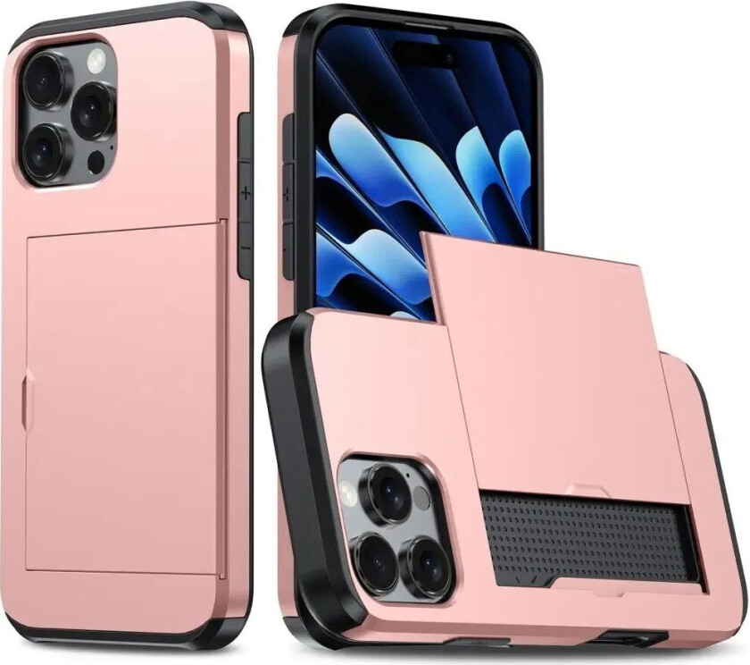 iPhone 16 Pro Håndverker Deksel m. Lommebok - Rose Gold