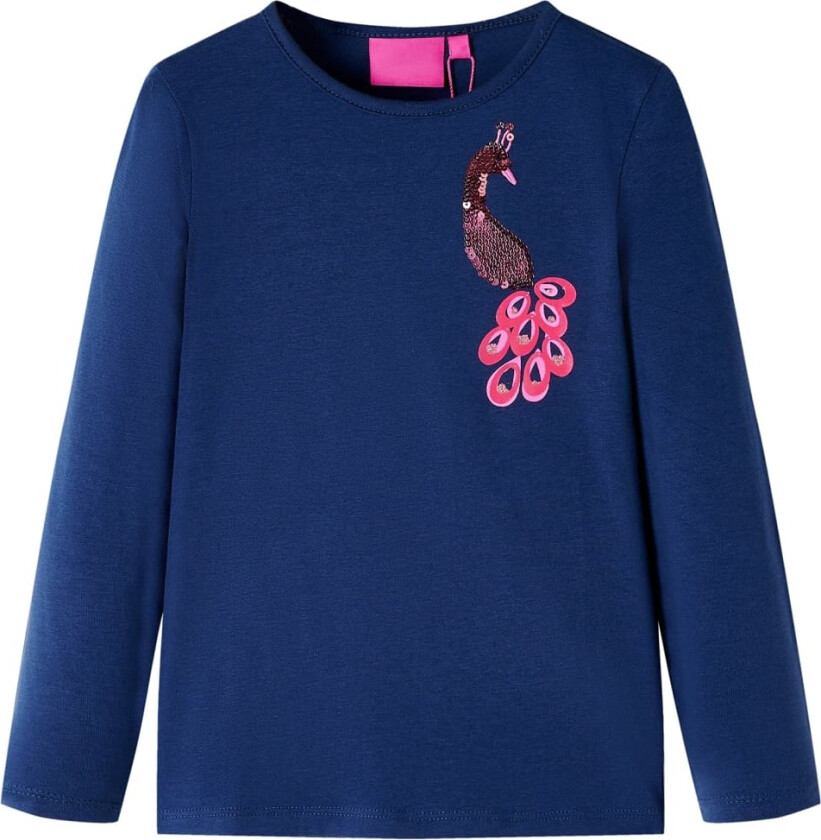 T-skjorte for barn med lange ermer marineblå 104