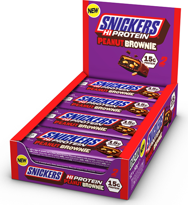 12 x Snickers High Protein Bar 50 g Peanut Brownie Milk Chocolate