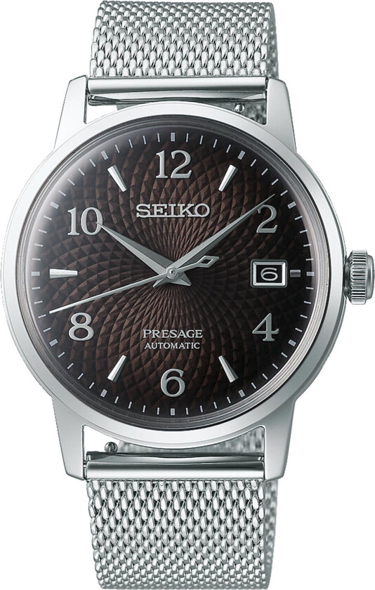 Presage Automatic Cocktail Time "Black Russian" SRPF39J1 - RIP - Automatisk - Sølv - Herreklokker - Meshlenke - Mineral