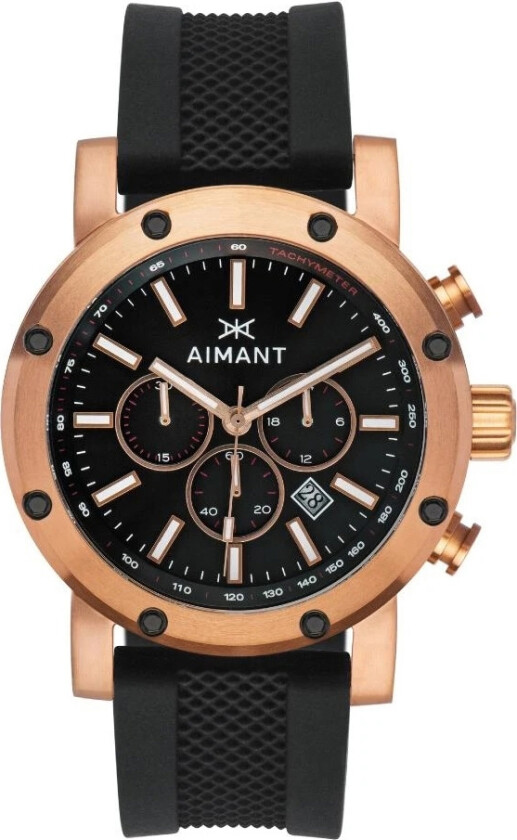 OW - Rose Gold Black GOW-250SI1-1RG - Kvarts - Rosegull - Herreklokker - Silikon - Mineral
