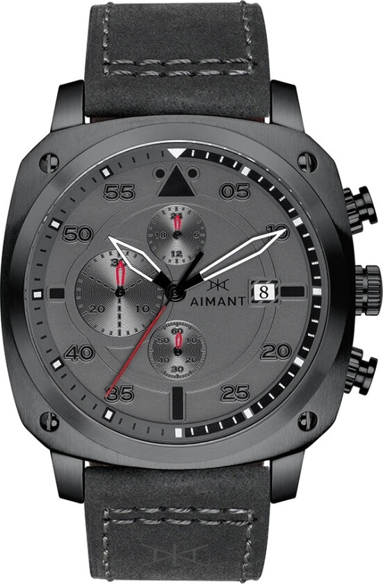 DA - Gun Metal GDA-230L8-88 - Kvarts - Grå - Herreklokker - Skinn - Mineral