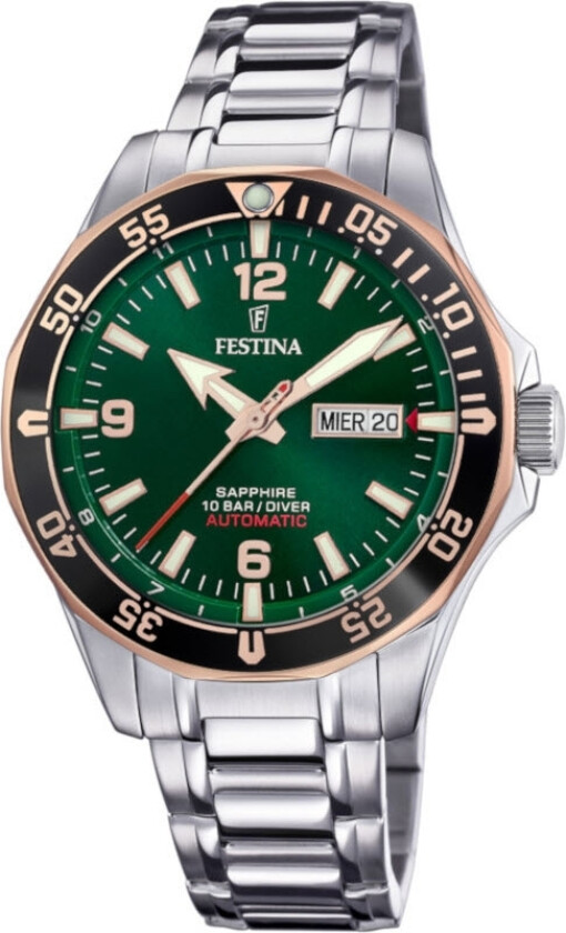 Automatic F20478/4 - Automatisk - Sølv - Herreklokker - Rustfritt stål - ledd m/pin - Safir