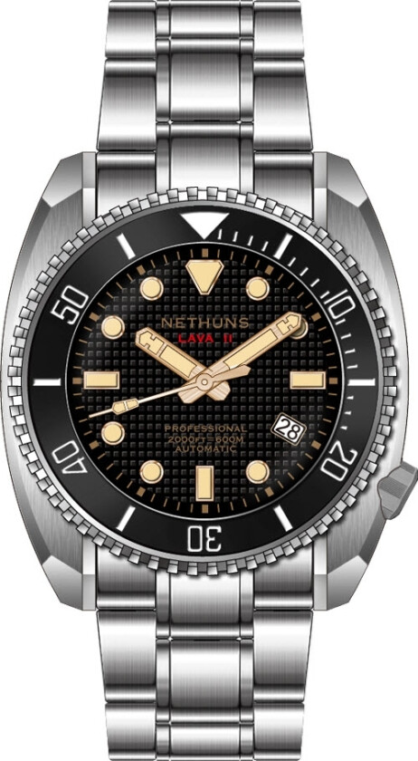 Lava II 600M Automatic Diver LS231 - Automatisk - Sølv - Herreklokker - Rustfritt stål - ledd m/pin - Safir