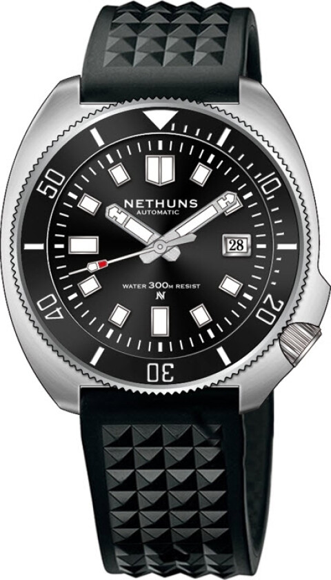 Aqua Steel 300M Automatic Diver AS301 - Automatisk - Sølv - Herreklokker - Gummi - Safir