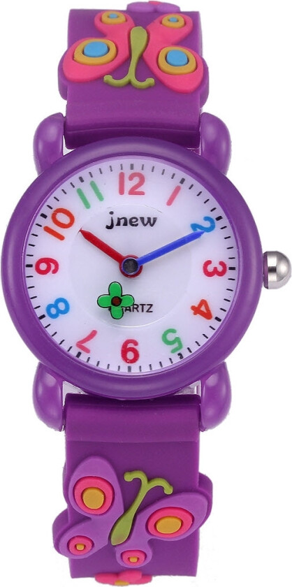 Fibex Jnew Kids Butterflies 21975-purple - Kvarts - Lilla - Barneklokker - Gummi - Akryl