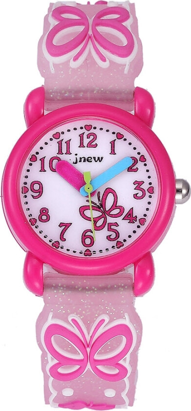 Fibex Jnew Kids Butterflies 86227-3-pink - Kvarts - Rosa - Barneklokker - Gummi - Akryl