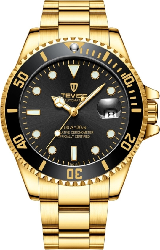 Sport Automatic T801 - Automatisk - Gull - Herreklokker - Rustfritt stål - ledd m/pin - Mineral