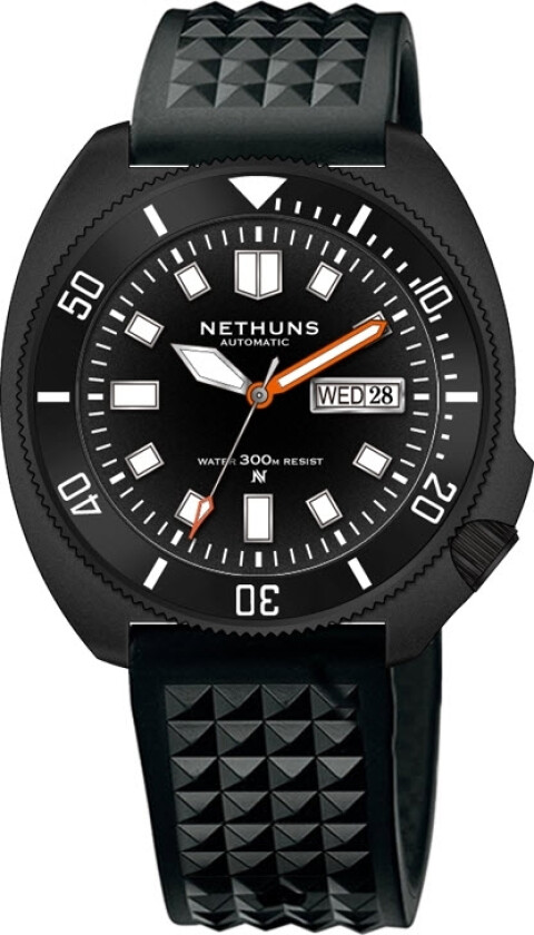 Aqua Steel 300M Automatic Diver AS311 - Automatisk - Sort - Herreklokker - Gummi - Safir