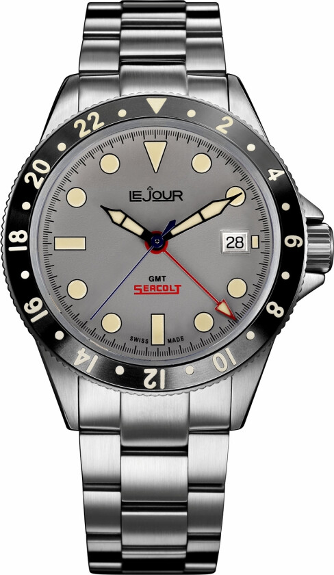 Seacolt GMT 300M Automatic LJ-SC-003 - Automatisk - Sølv - Herreklokker - Rustfritt stål - ledd m/pin - Safir
