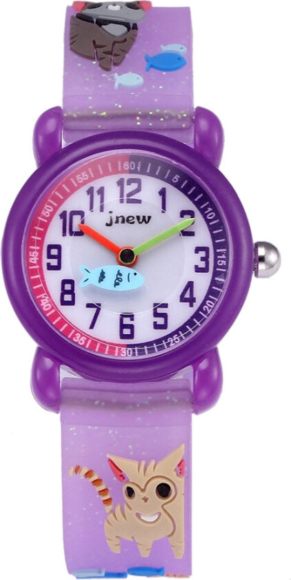 Fibex Jnew Kids Cats 86261-purple - Kvarts - Lilla - Barneklokker - Gummi - Akryl